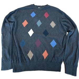 Alex Cannon brown argyle cotton sweater mens's size medium preppy dark academia